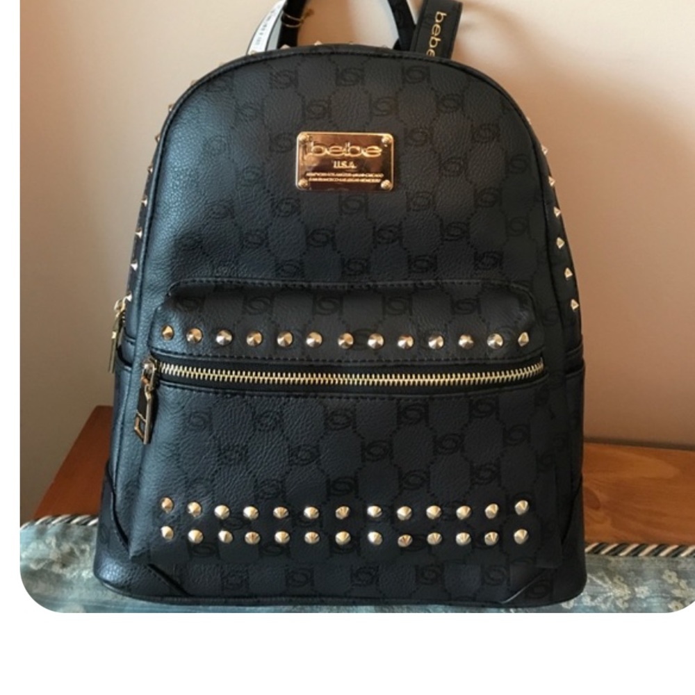 BEBE JETT MONOGRAM BACKPACK BLACK RETAIL